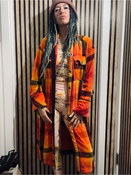 Free People Jackets & Blazers - Free People Plaid Chenille Long Trench Coat with front pockets